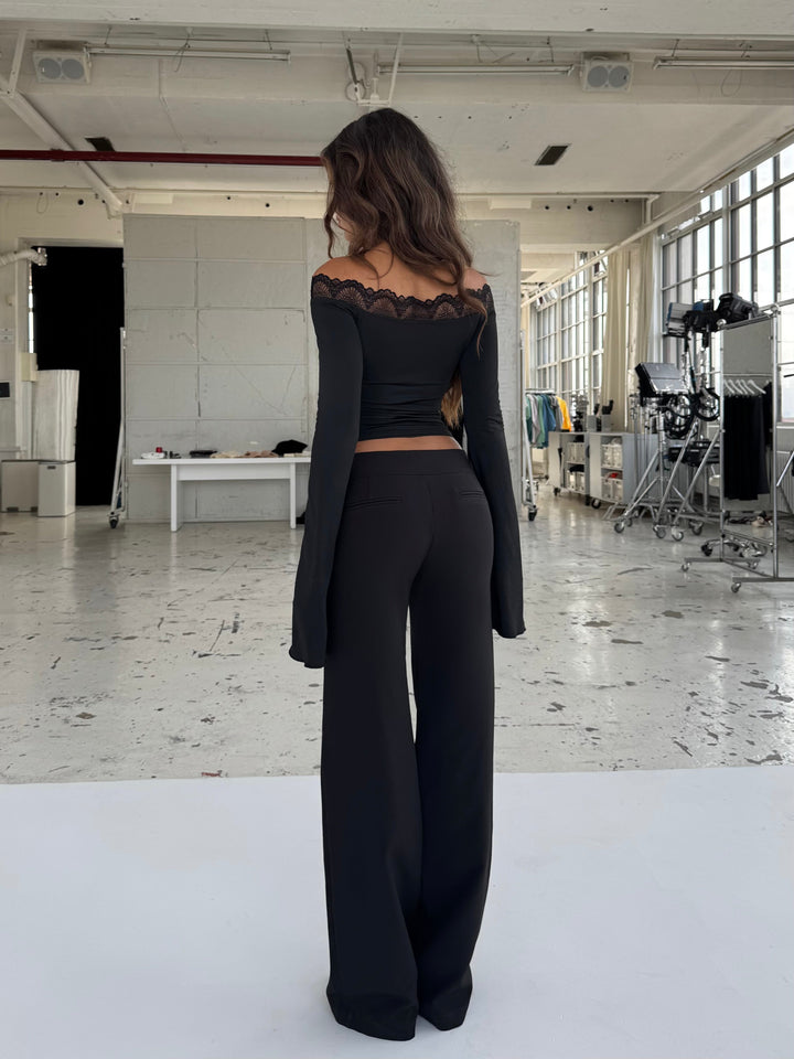 Bari basic lace top - sort