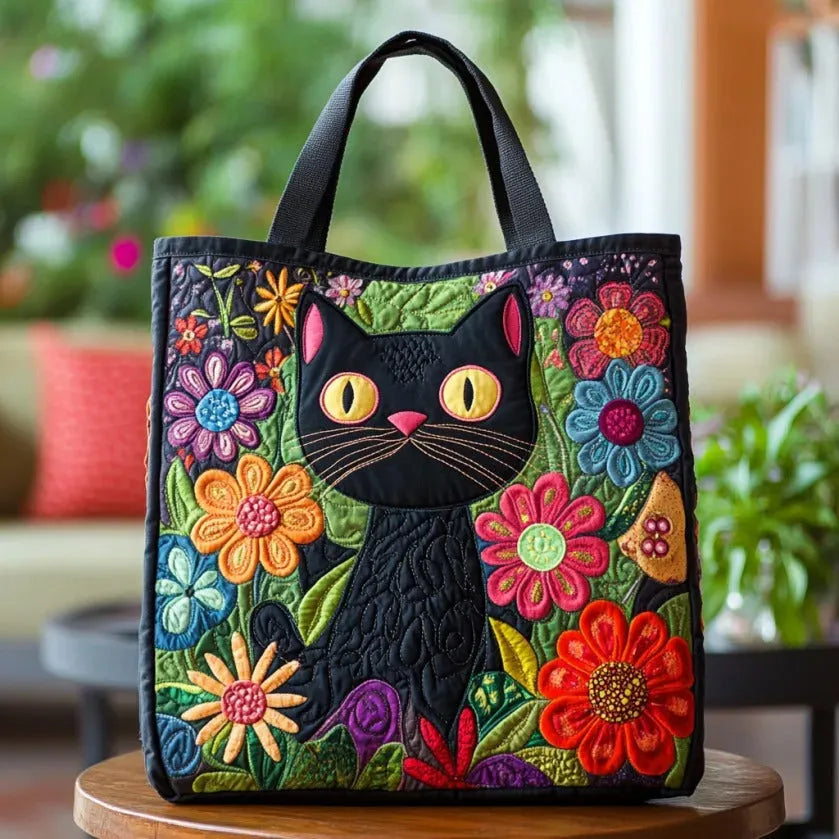 Sorte Katte Quiltet Skuldertaske