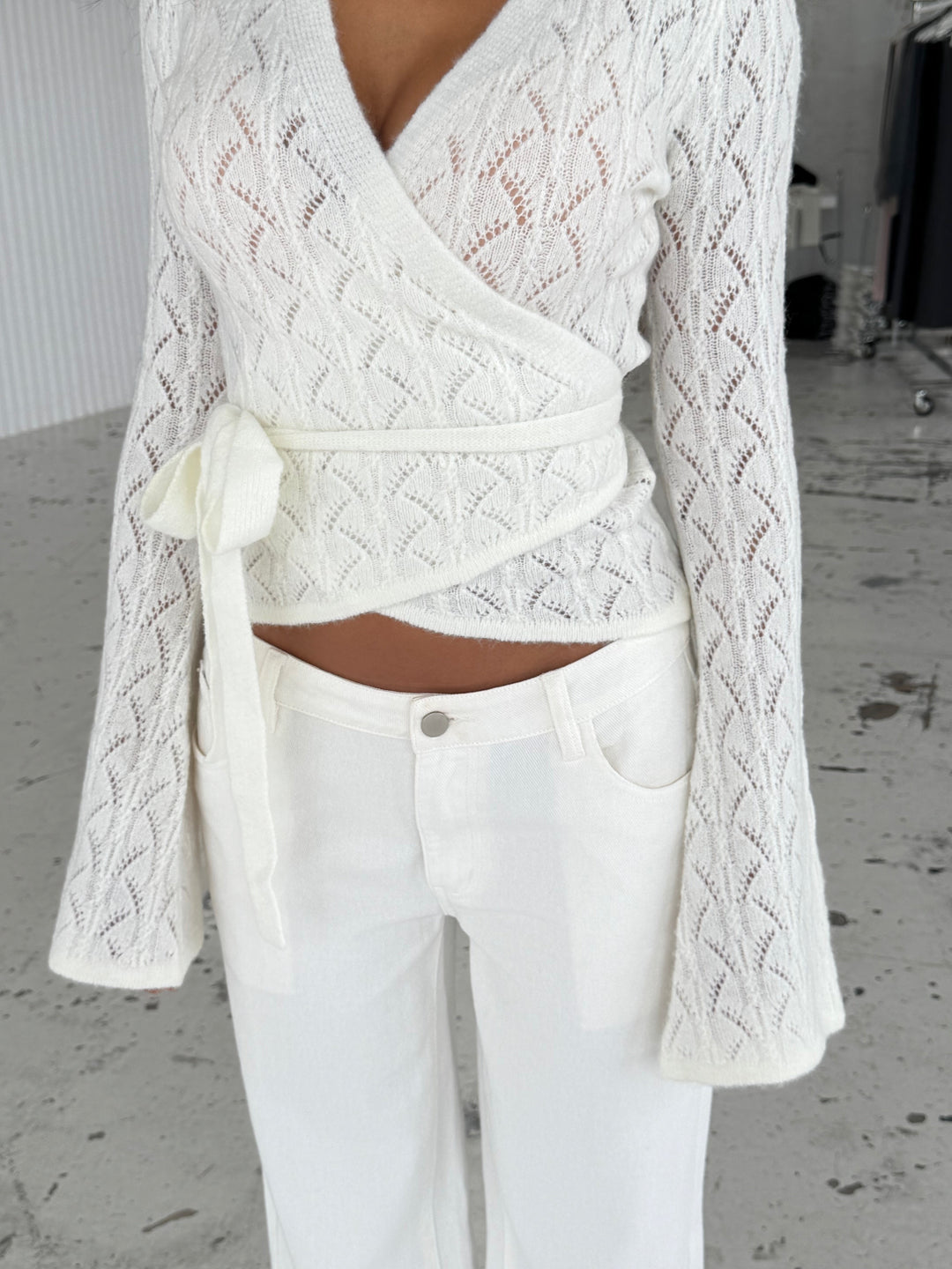 Lacework wool ballerina - hvid