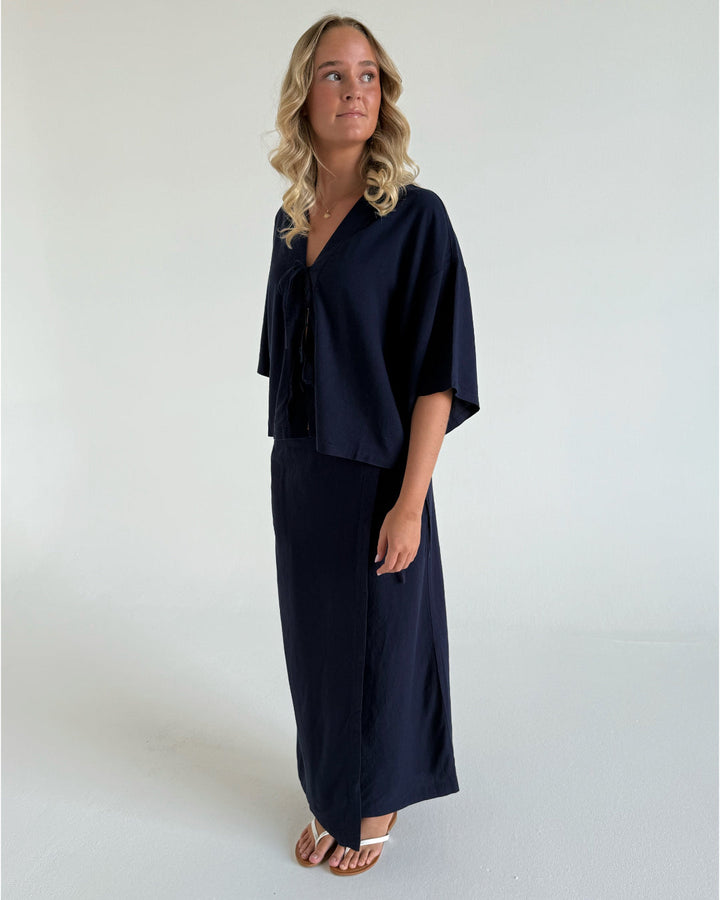 BREEZE maxi nederdel, navy