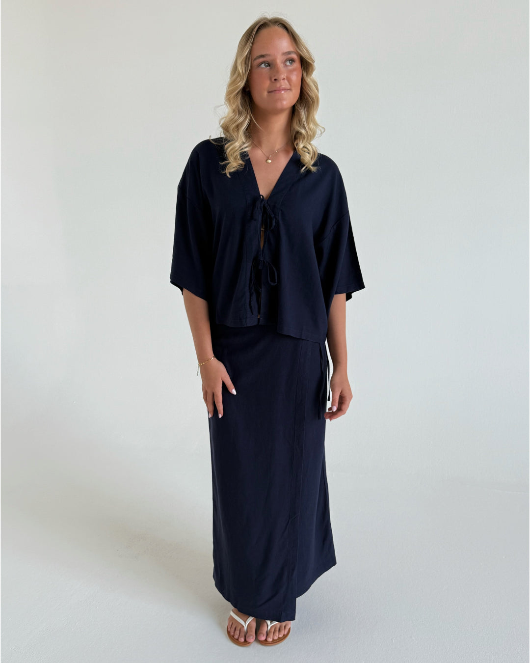 BREEZE maxi nederdel, navy