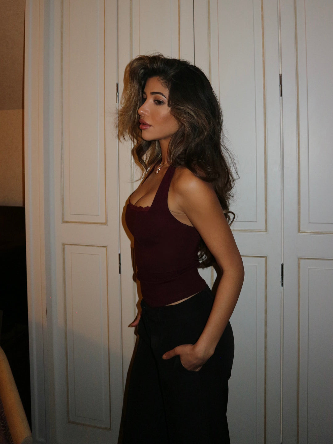 Lia lace corset top - bordeaux
