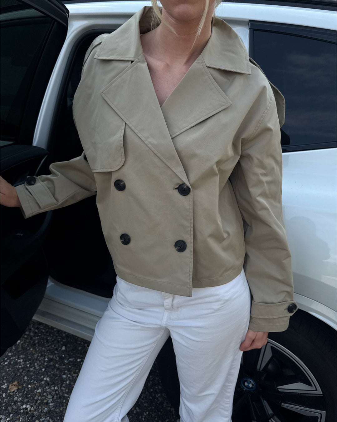 CARLIE kort trenchcoat, beige