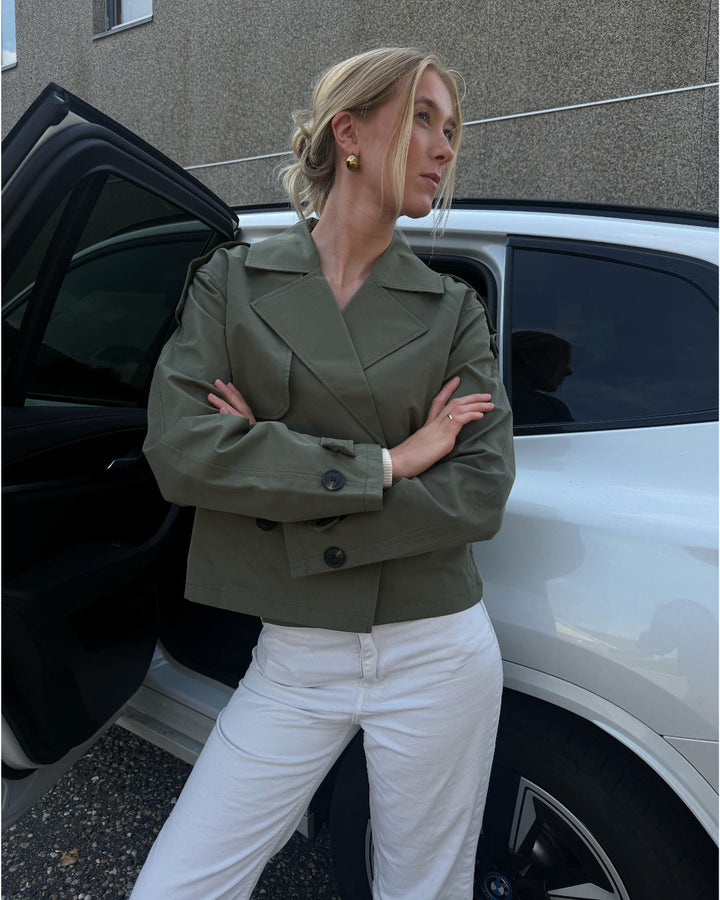 CARLIE kort trenchcoat, kaki