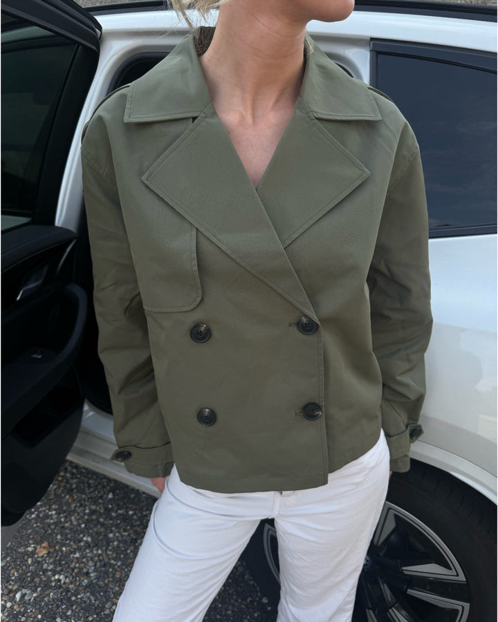CARLIE kort trenchcoat, kaki