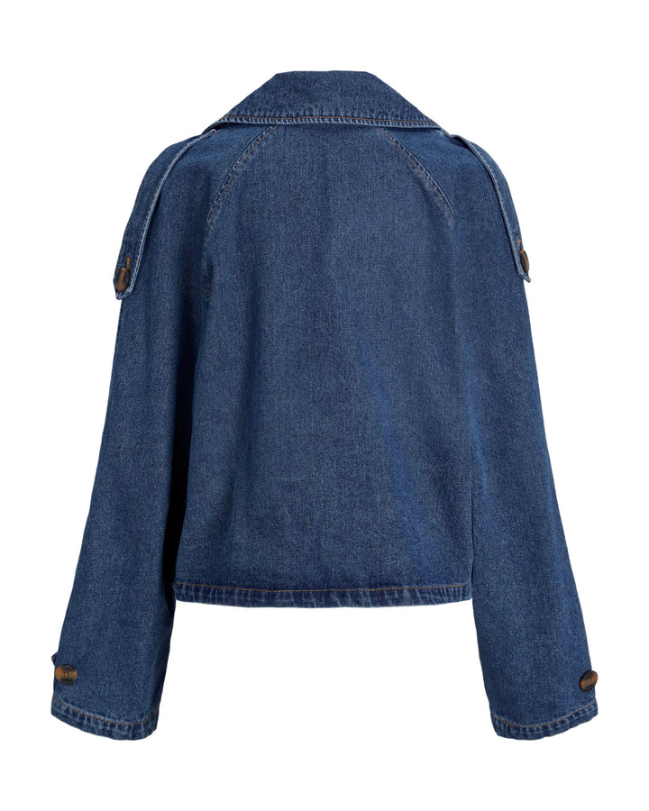 CARLIE kort trenchcoat, denim