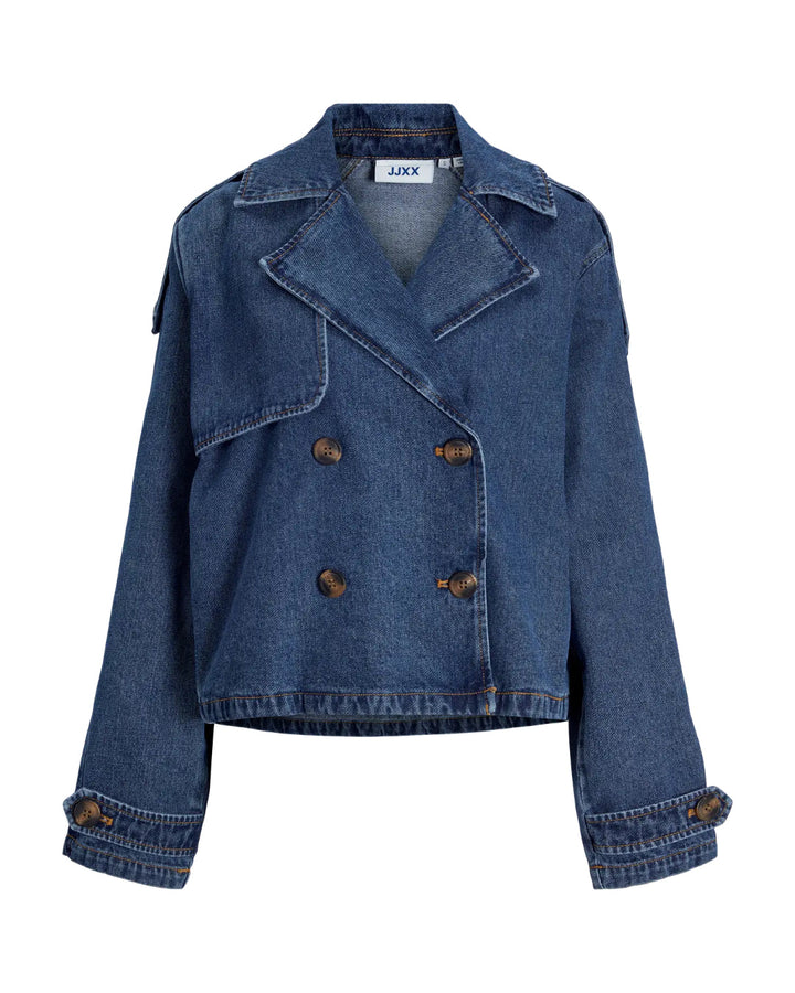 CARLIE kort trenchcoat, denim