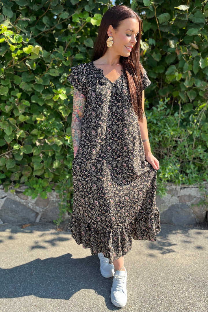 Sunrise Ming Flower Dress | Black | Kjole fra Co'couture