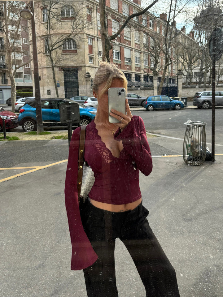 Ret basic blonde top - bordeaux