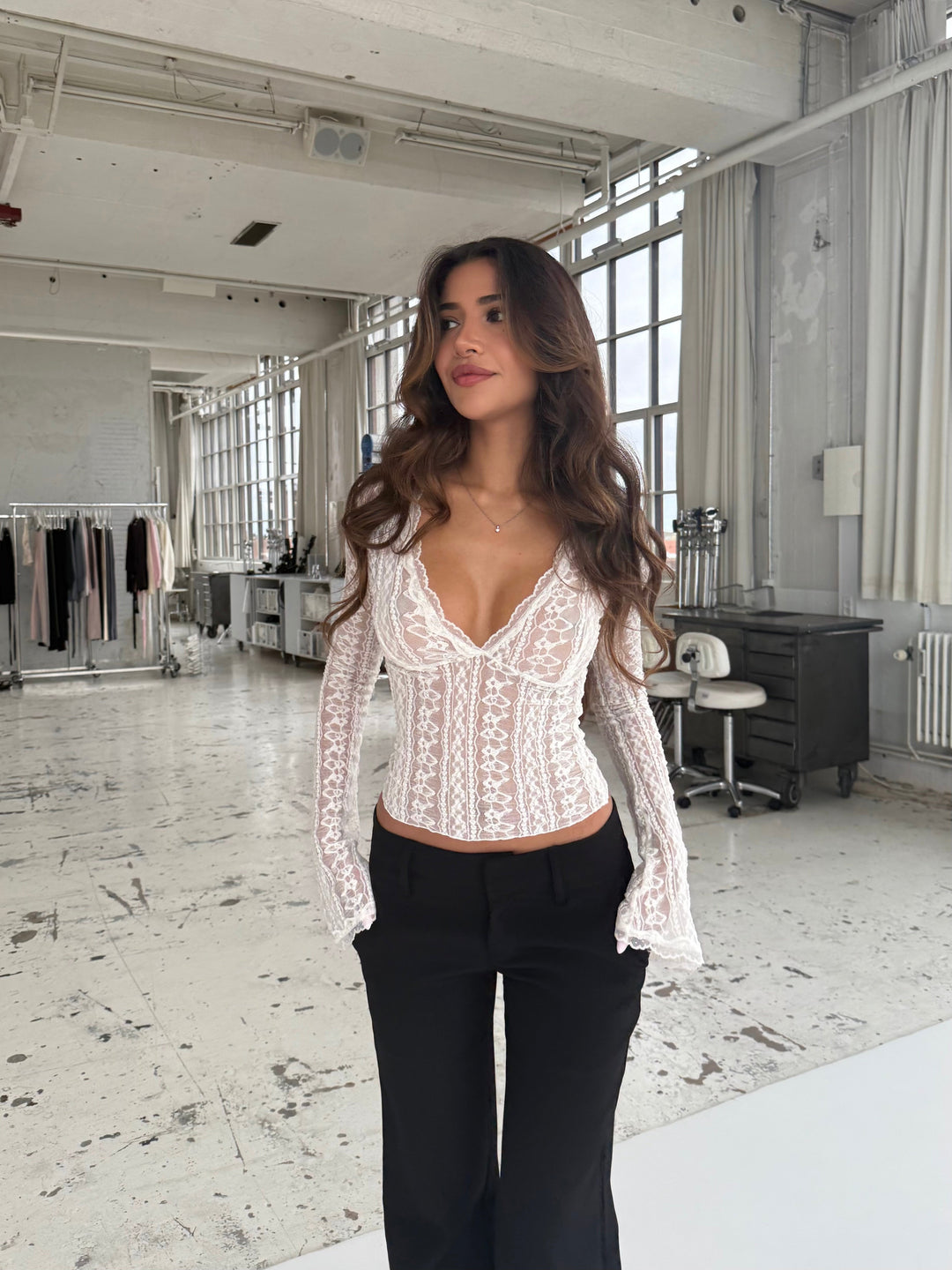 Lyra lace top - white