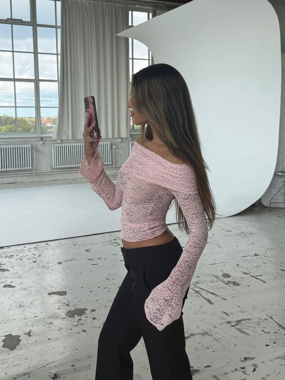 Kaia blonde top - lyserød