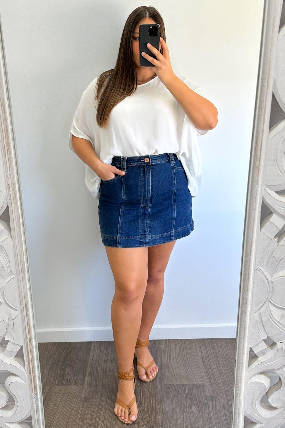 Charlie Denim Skirt - Mørk Denim