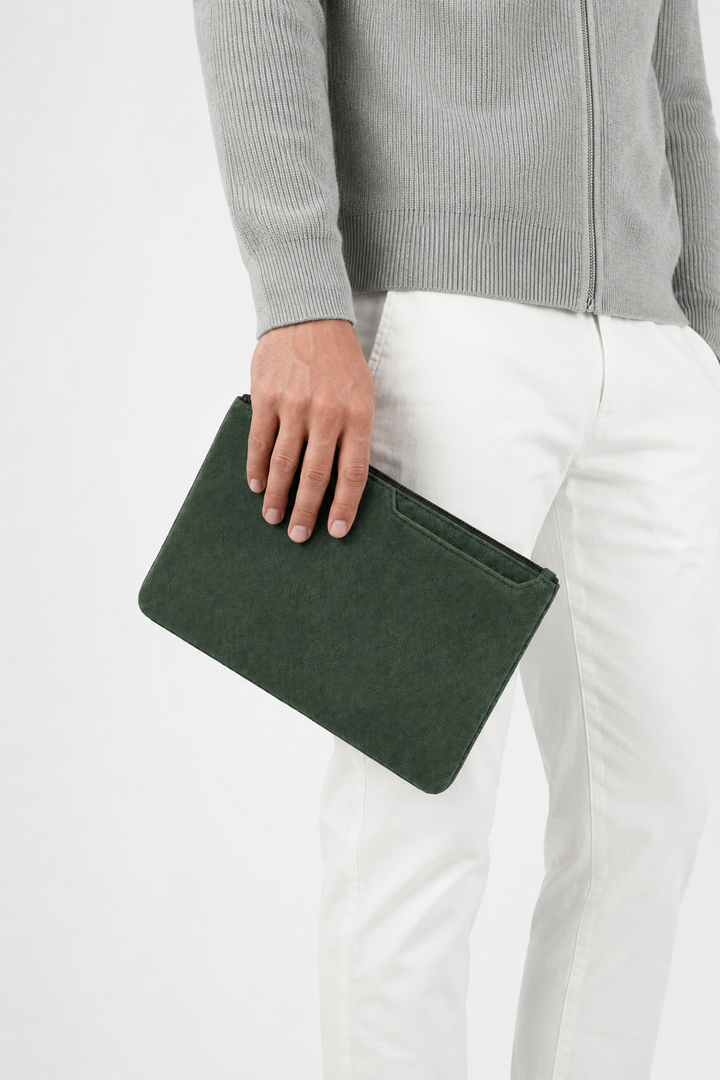 Borsa Clutch Alcantara Grøn Nat