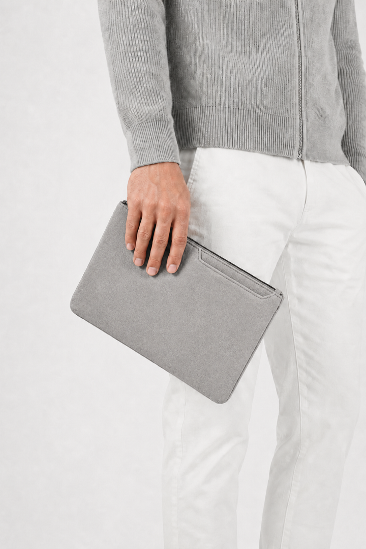 Borsa Clutch Alcantara Grå Moonstone