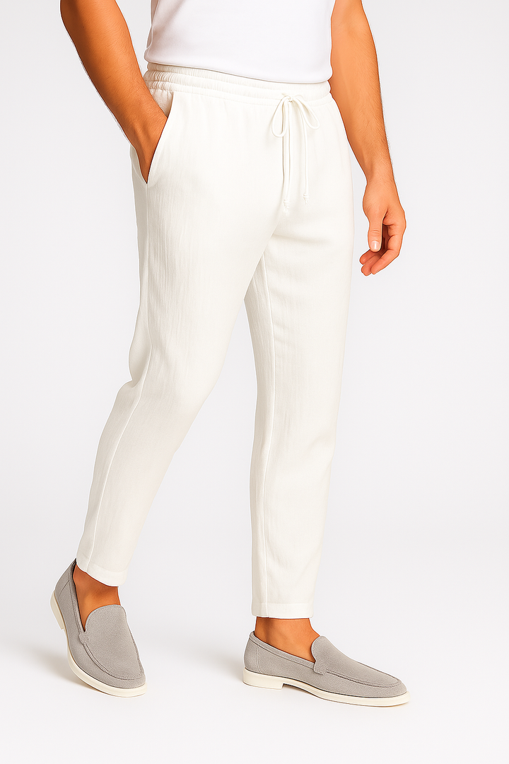 Herrebukser med Snøre - Hvid