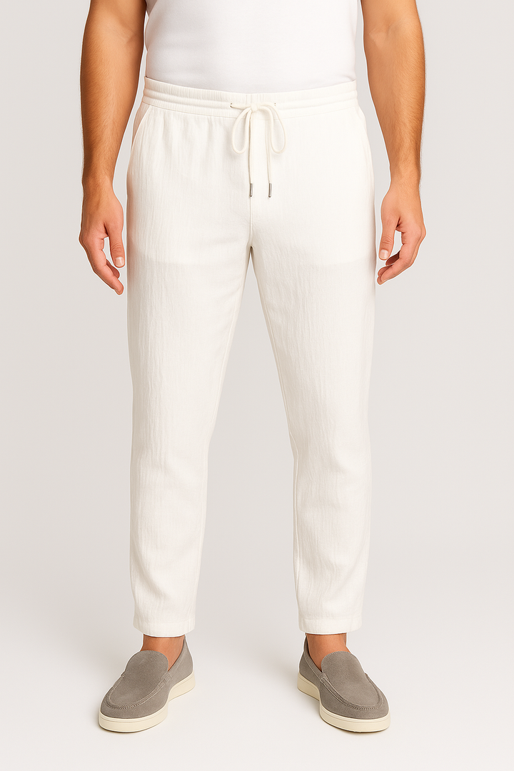 Herrebukser med Snøre - Hvid