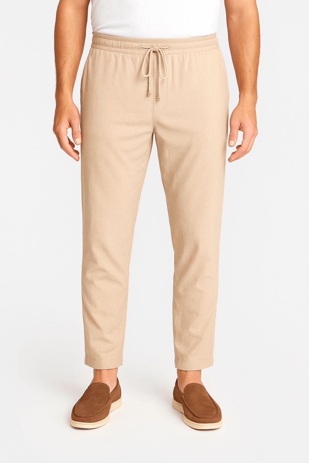 Herrebukser med Snøre - Beige