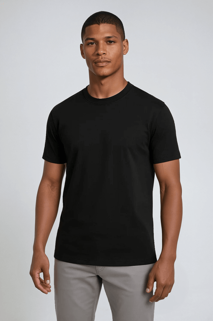 Herre Slim-Fit Merceriseret T-shirt i Sort