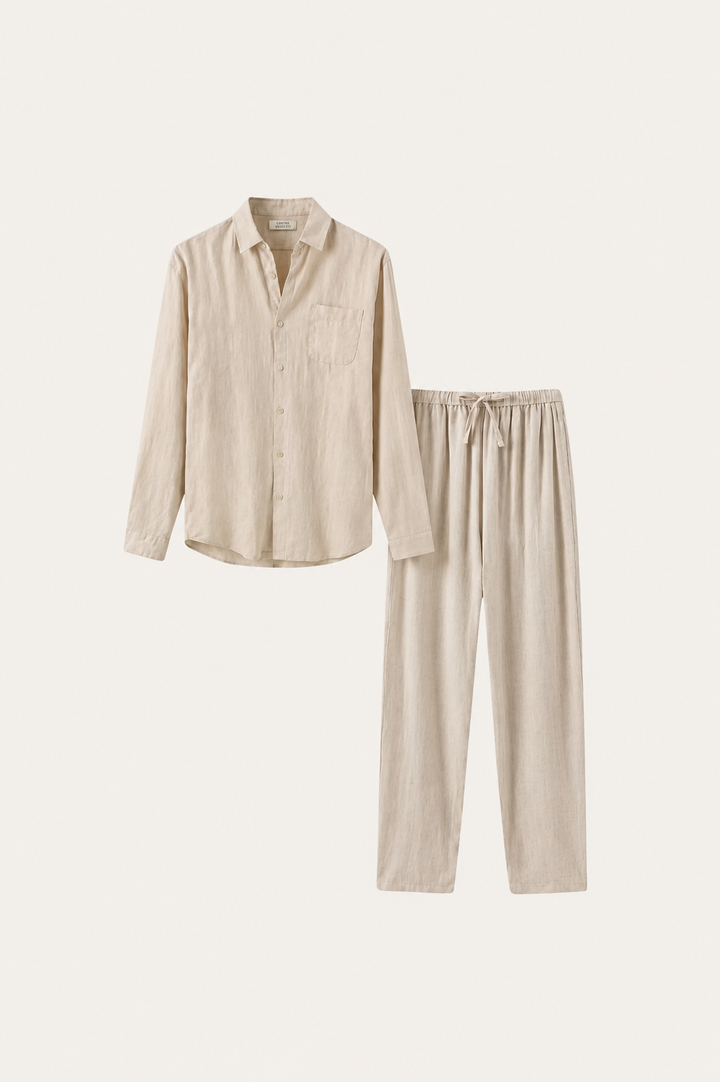 Sæt i Lino Bellagio Manica Lunga Beige