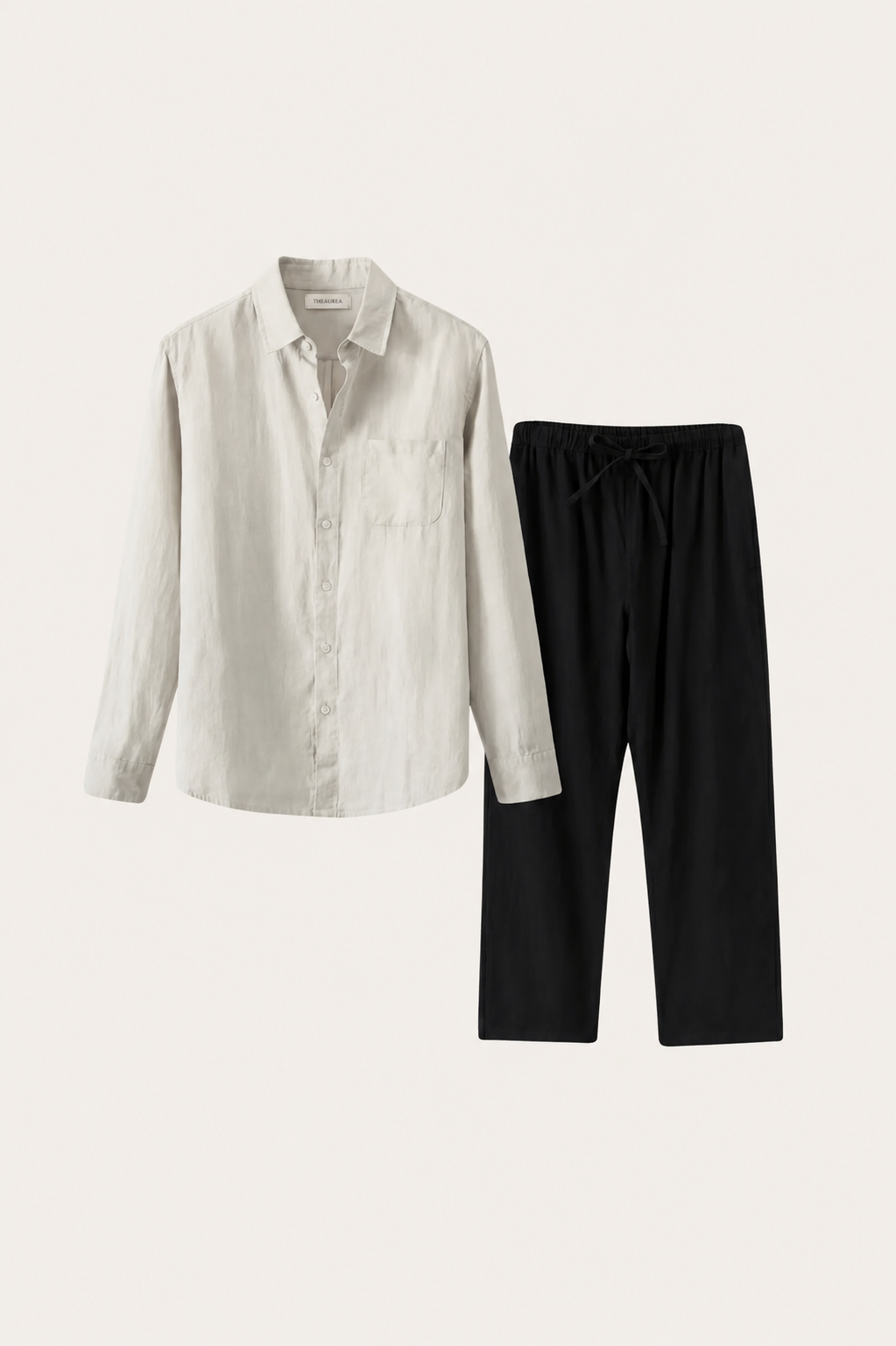 Sæt i Lino Pisa Maniche Lange Beige/Nero