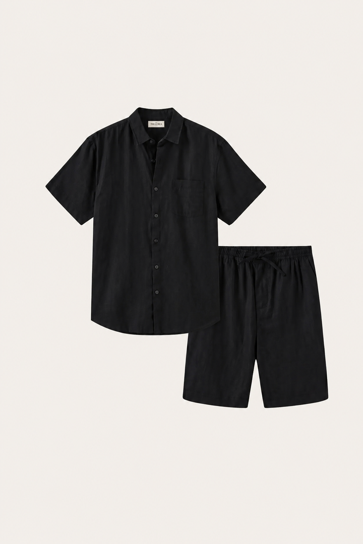 Skjorte og Shorts i Linned fra Verona Sort
