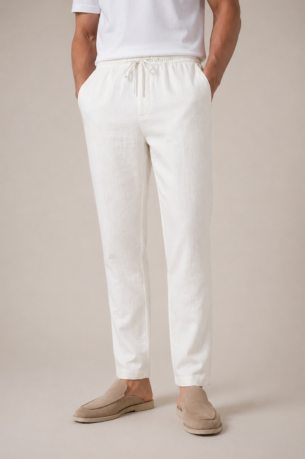 Bayside Hvid Linnedbukser