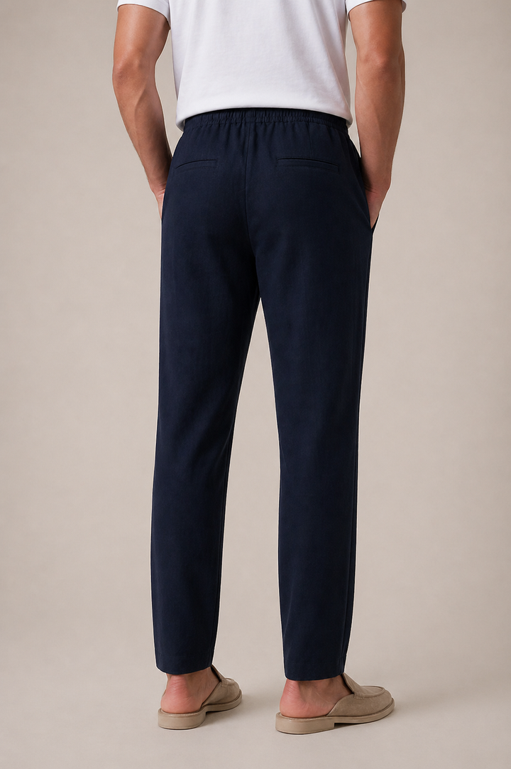 Bayside Bukser i Navy Linned