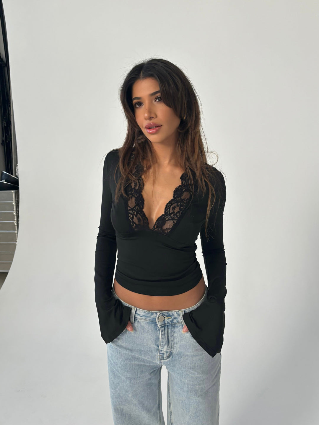 Pænt basic blonde top - sort