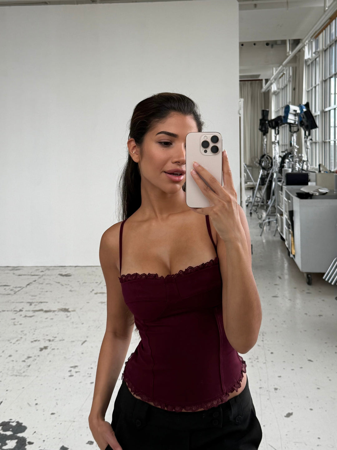 Lula lace corset top - mørk rød