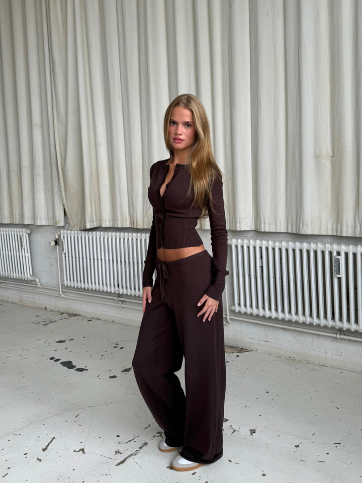 Strikket Cardigan - mørk brun
