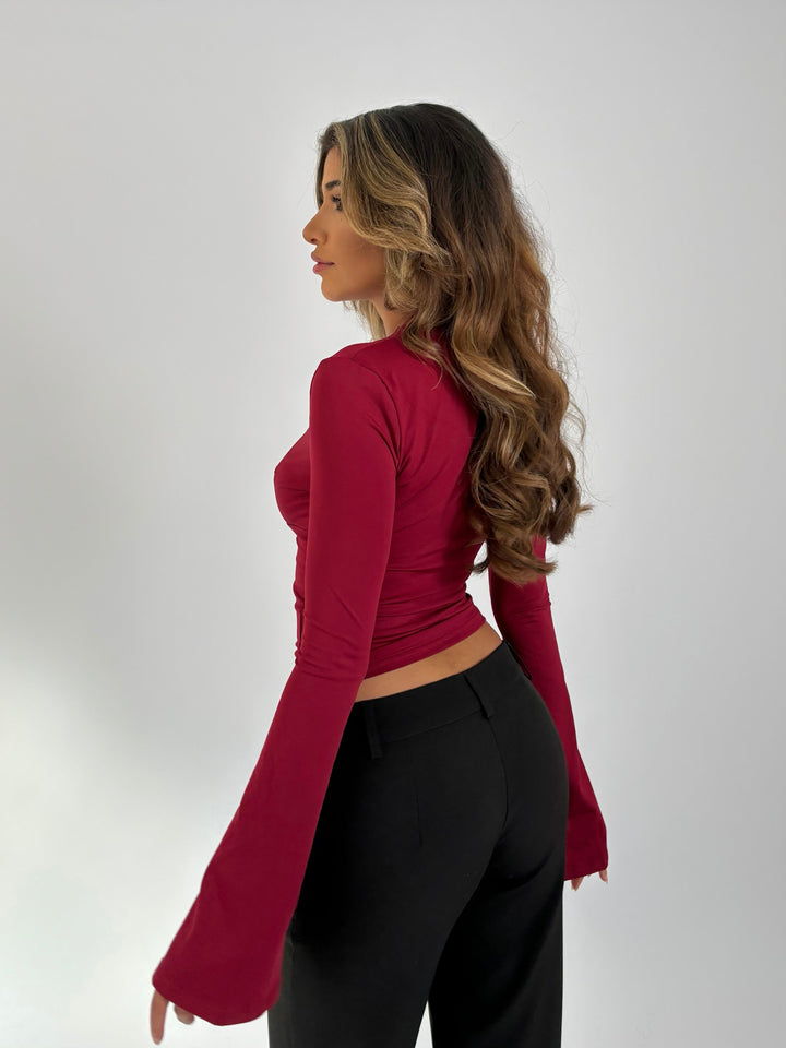 Pæn basic blonde top - mørk rød