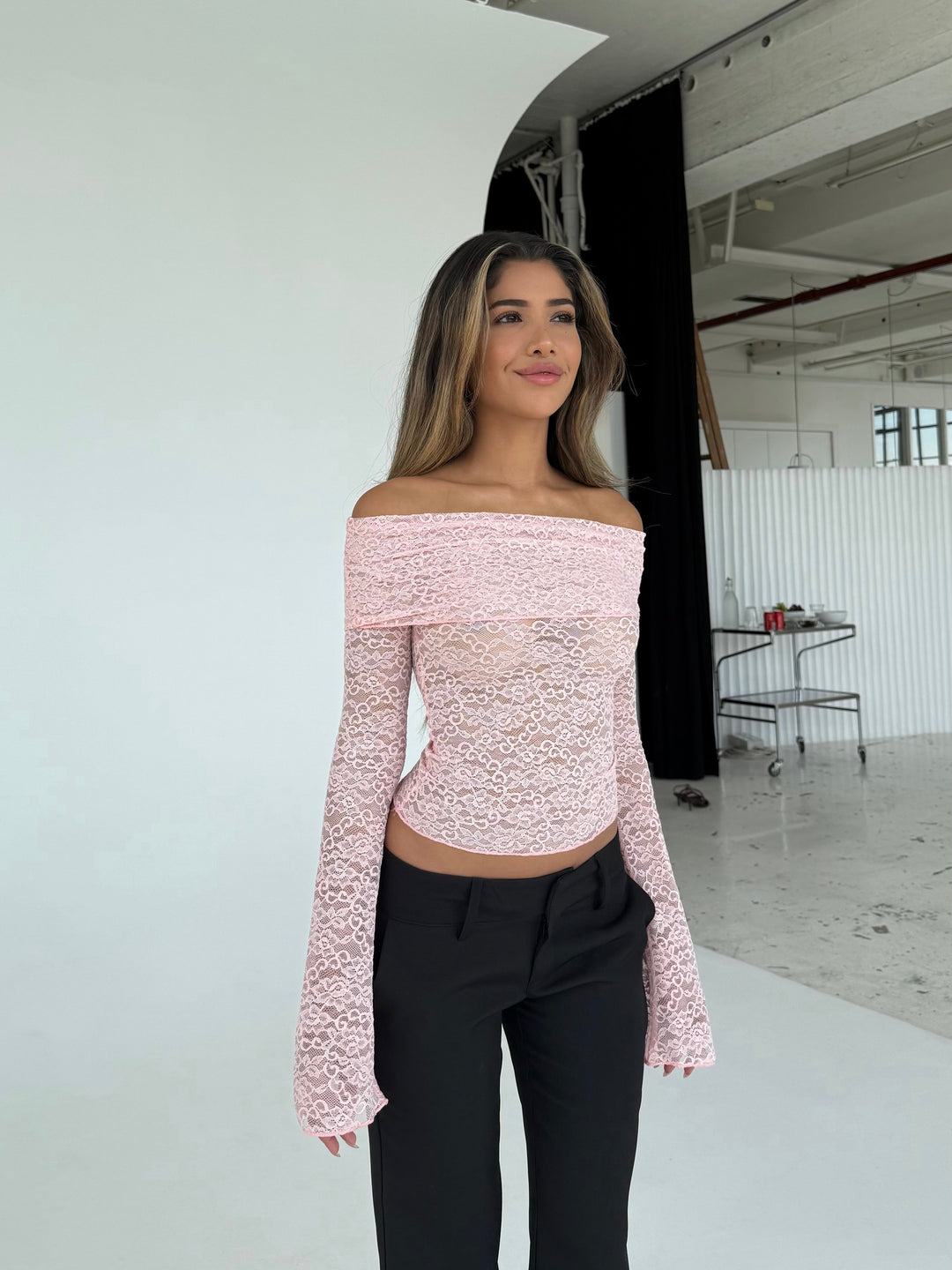 Kaia blonde top - lyserød