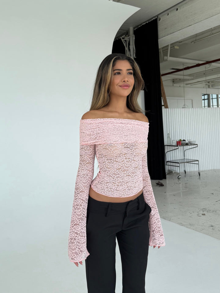 Kaia blonde top - lyserød