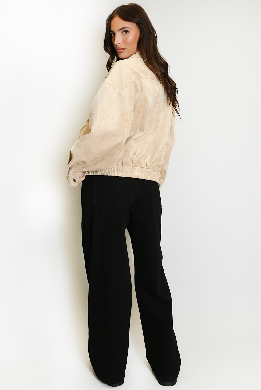 Faux Suede Bomber Jacket