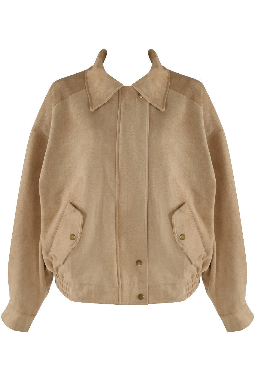 Faux Suede Bomber Jacket
