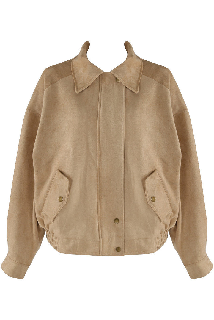 Faux Suede Bomber Jacket