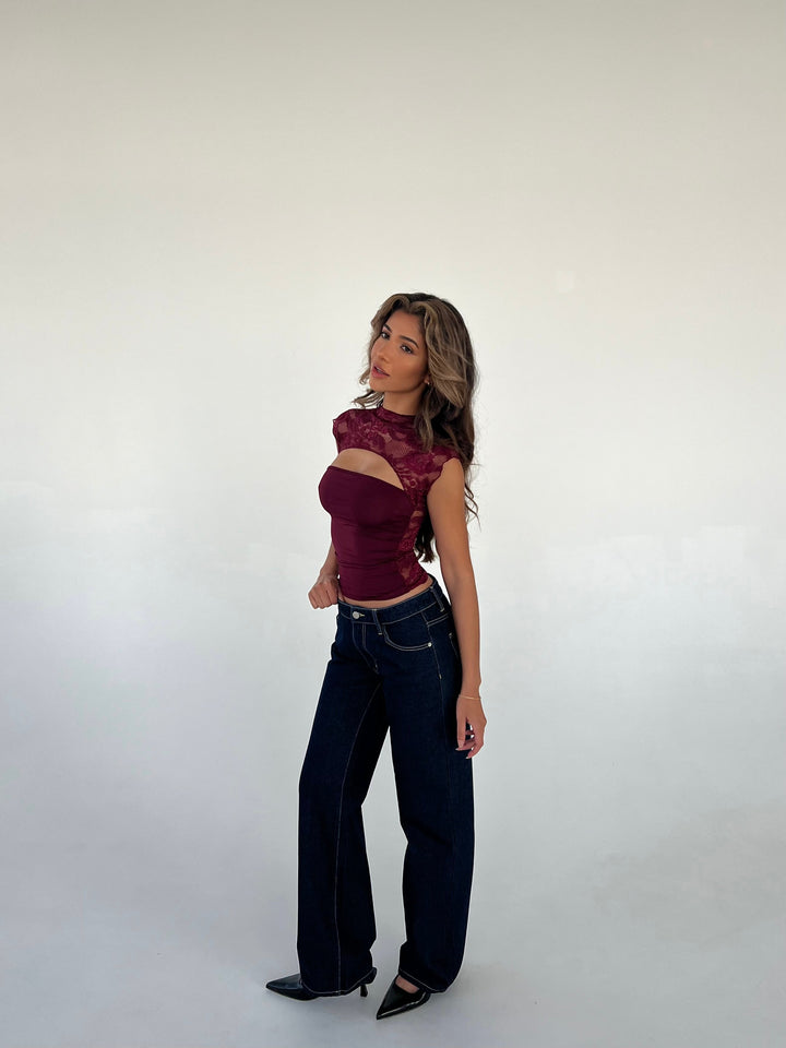 Lara lace top - bordeaux
