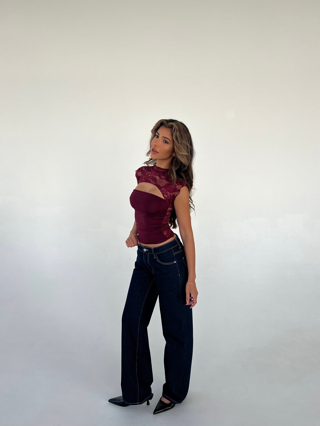 Lara blonde top - bordeaux