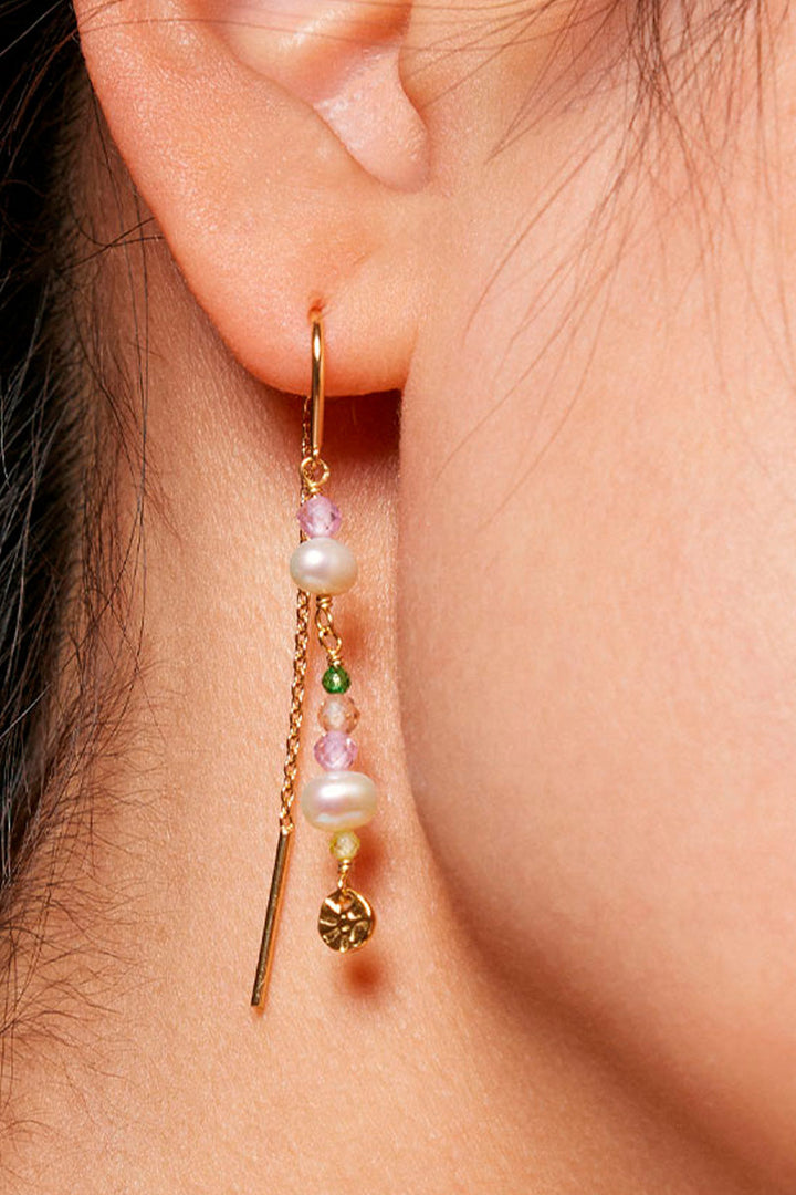 Sofia Earring | Light pink, Kaki green, Peach and Pearl | Øreringe fra Enamel