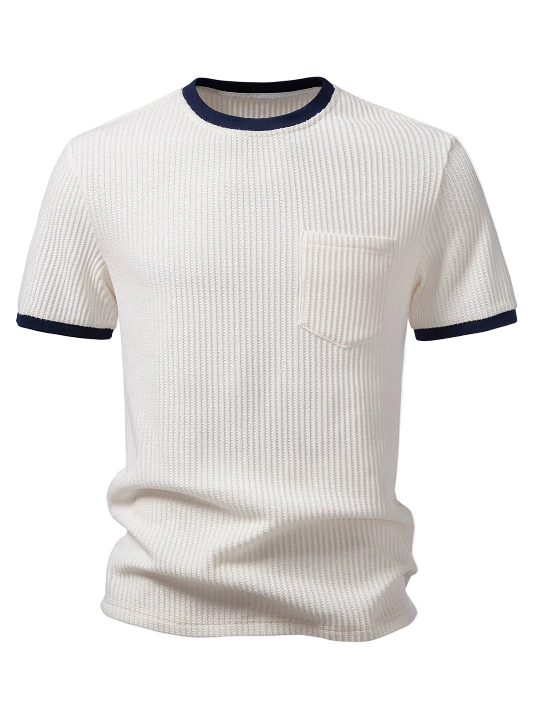 Kontrast Vaffel T-Shirt Med Lomme