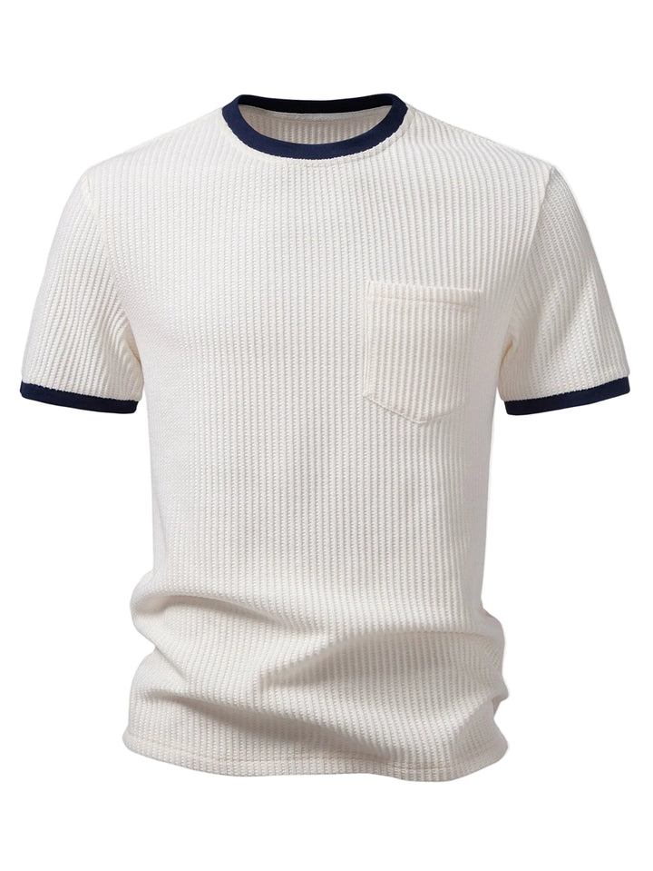 Kontrast Vaffel T-Shirt Med Lomme