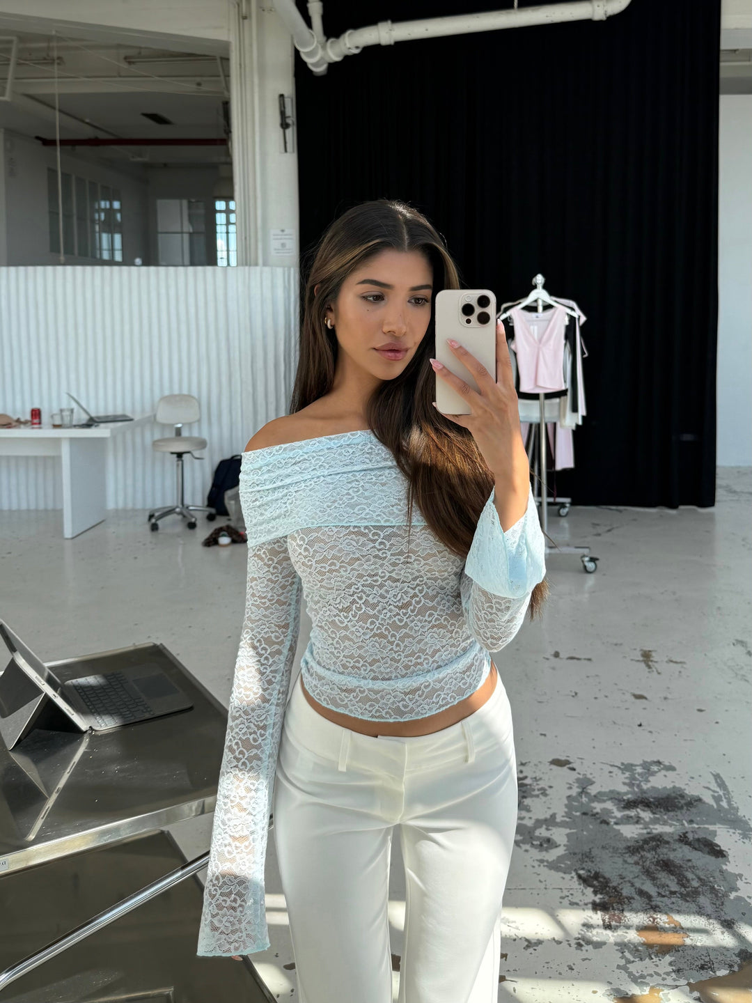 Kaia lace top - lys blå