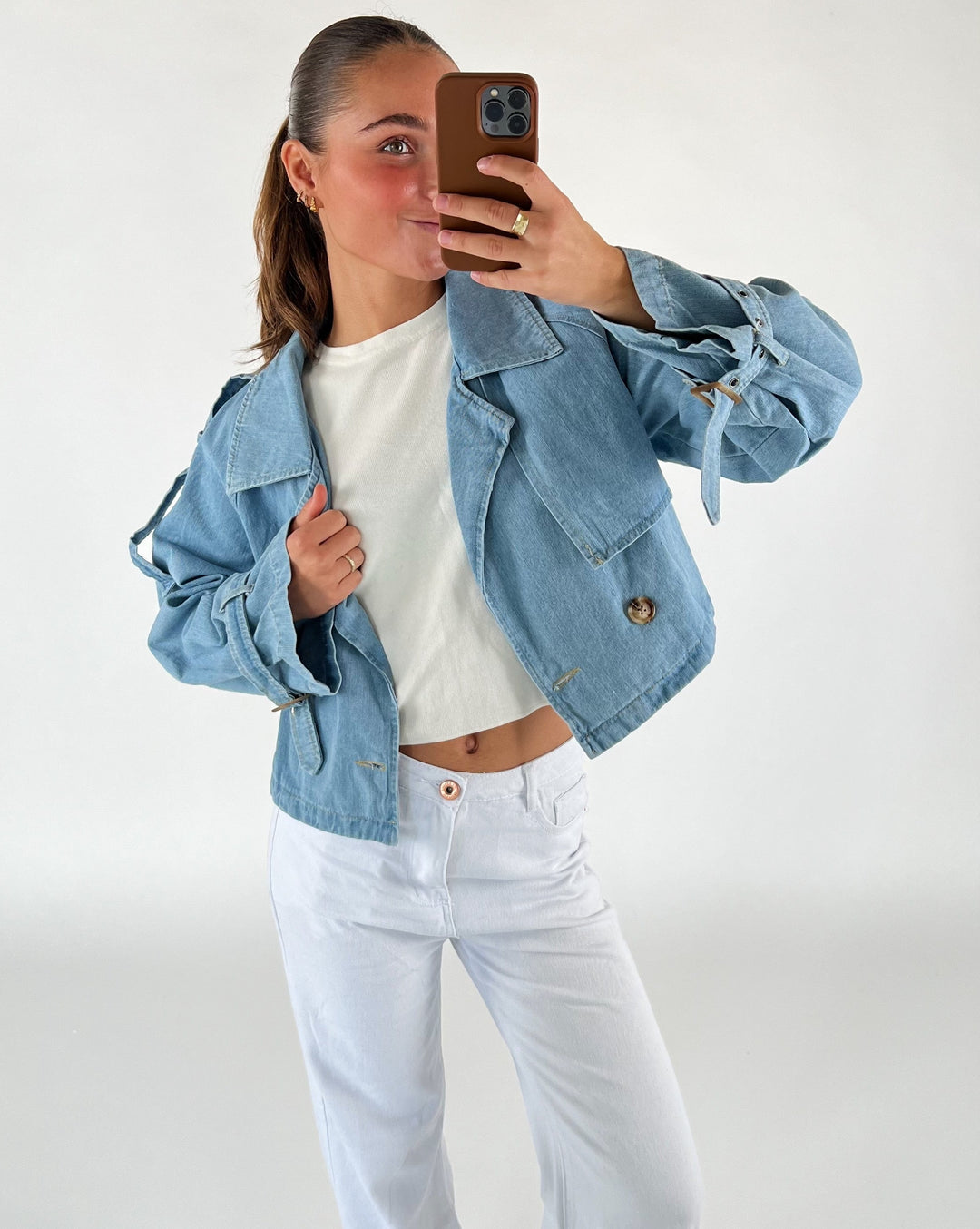 EDA kort trenchcoat, blå