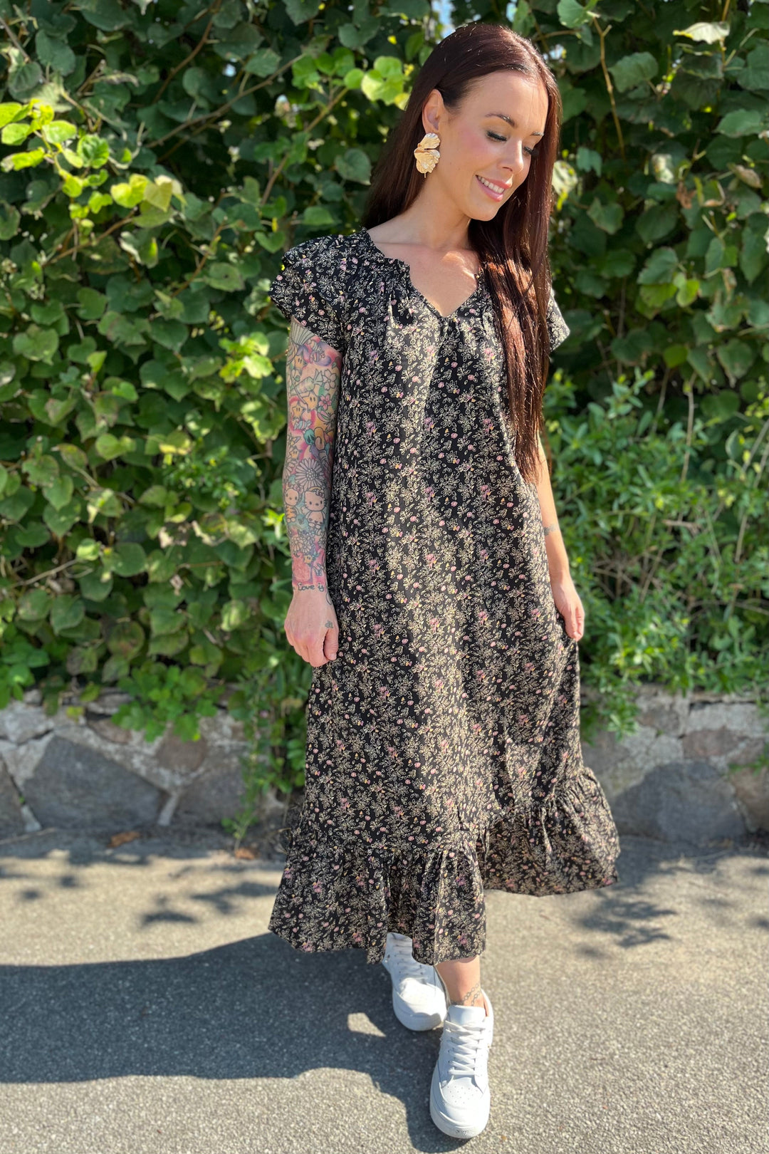 Sunrise Ming Flower Dress | Black | Kjole fra Co'couture