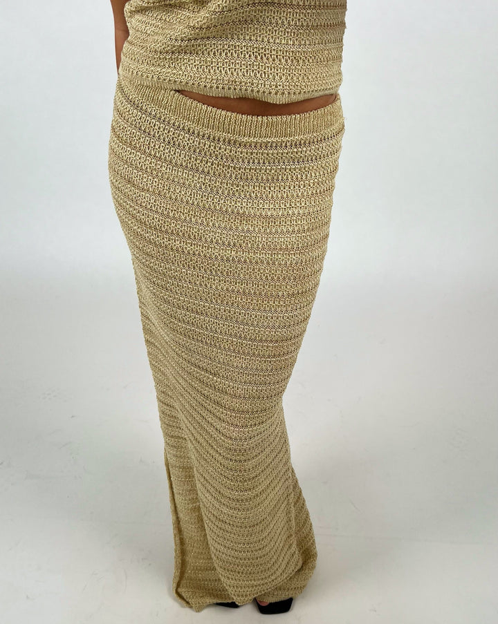 ELISABETH nederdel, beige/guld