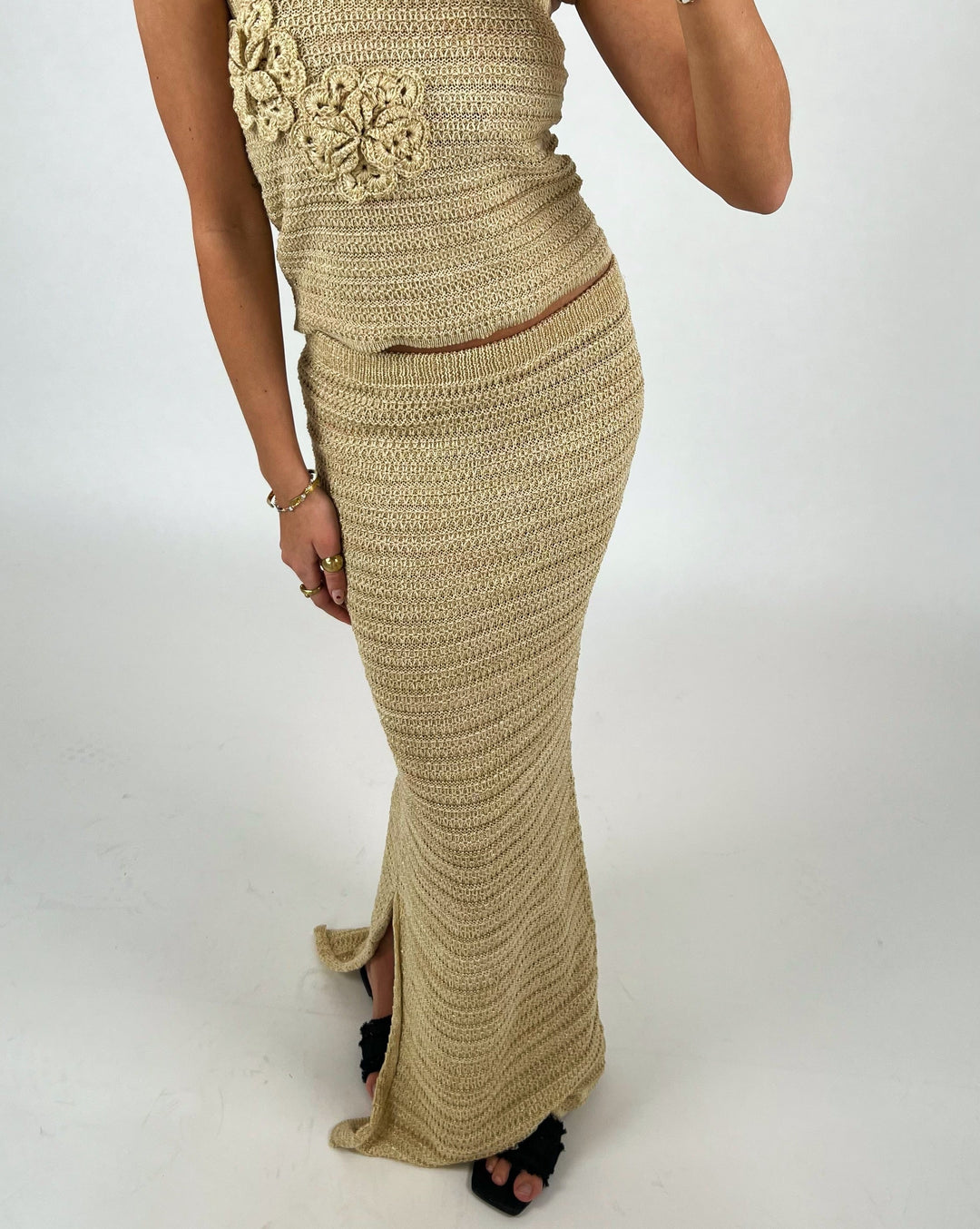 ELISABETH nederdel, beige/guld