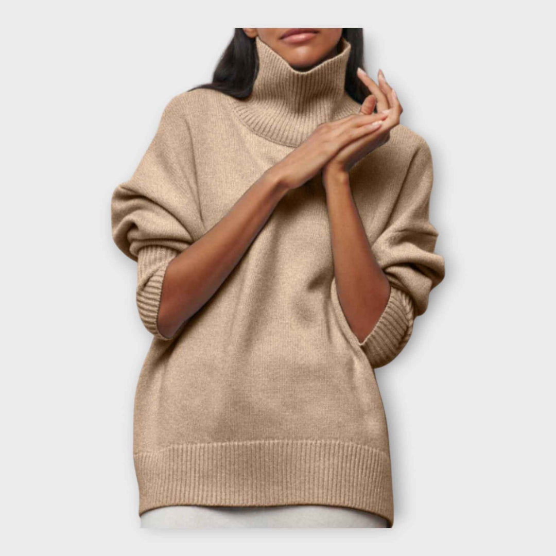 Strikket Sweater med Høj Krave