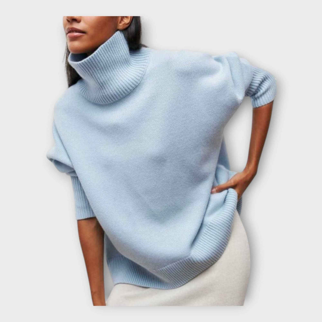 Strikket Sweater med Høj Krave
