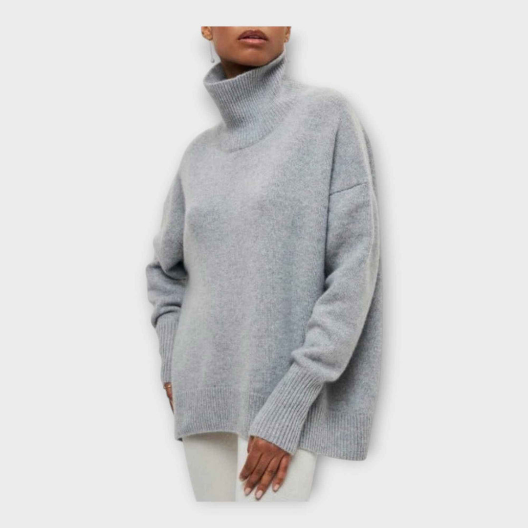 Strikket Sweater med Høj Krave