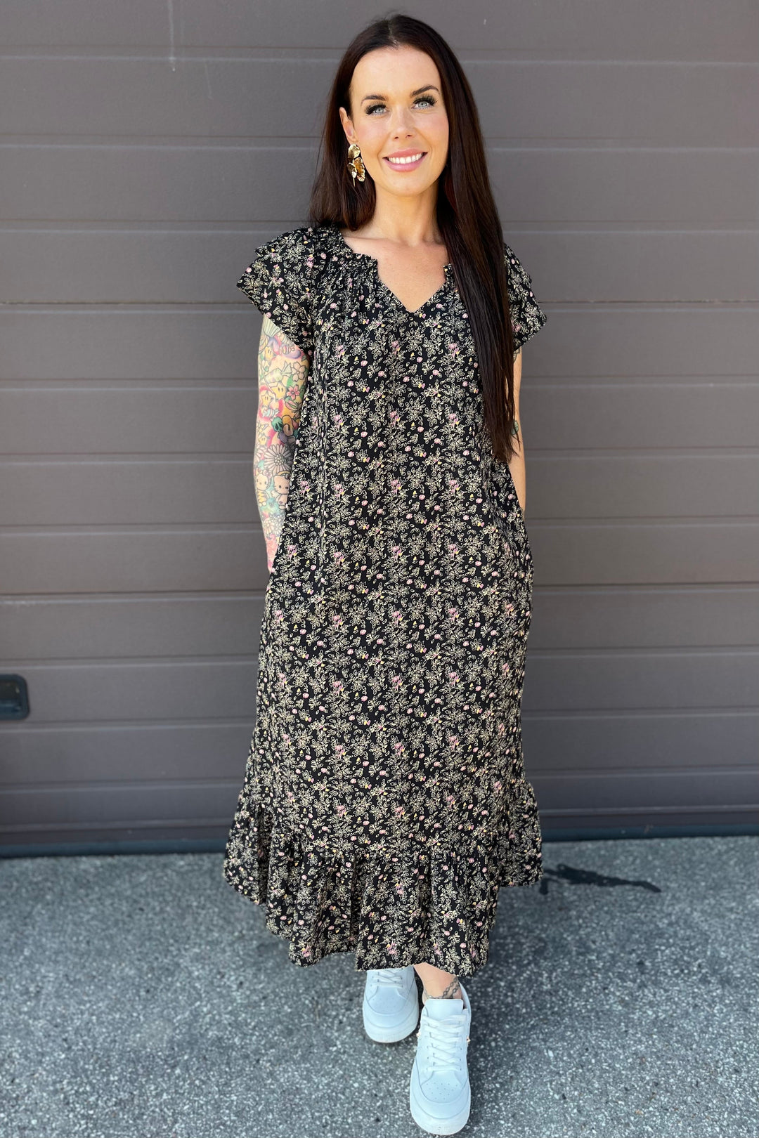 Sunrise Ming Flower Dress | Black | Kjole fra Co'couture